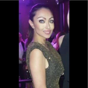 Gold/Black Glitter Dress With Structured Shoulders